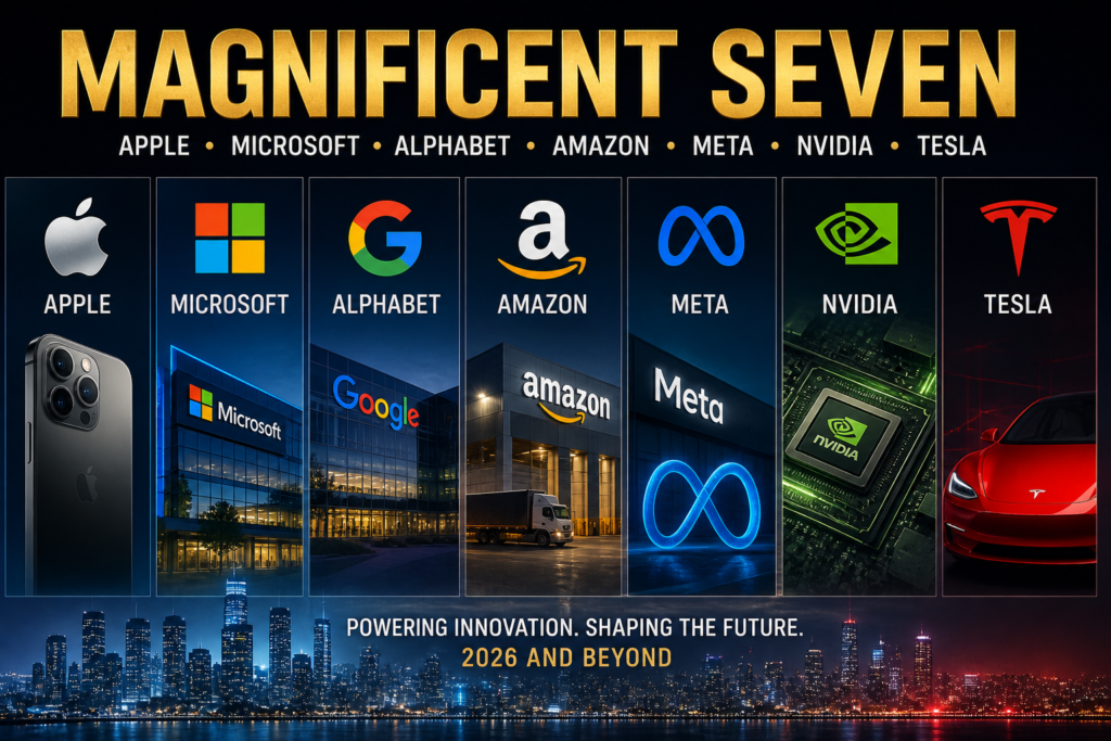 Magnificent Seven — Apple, Microsoft, Alphabet, Amazon, Meta, Nvidia, and Tesla